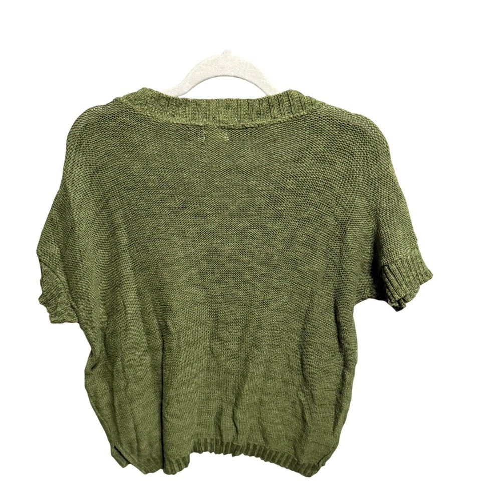 Mossimo Short Sleeve Sweater Women L Olive Green Excellent Knit Scoop Neck - Picture 2 of 7
